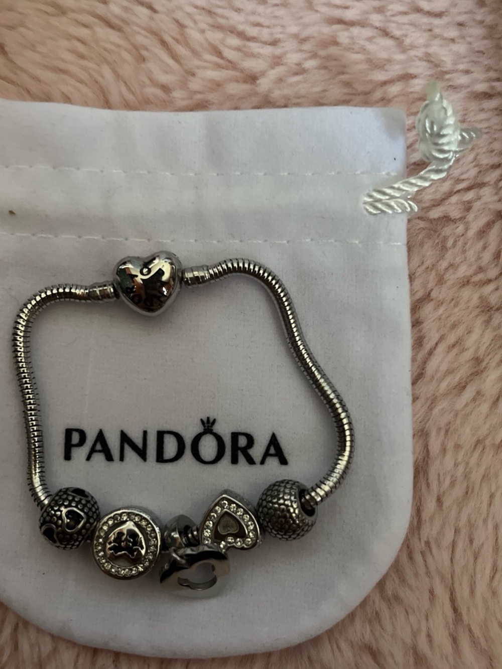 Pandora Silver Heart Charm Bracelet with Pavé Accents - Silver